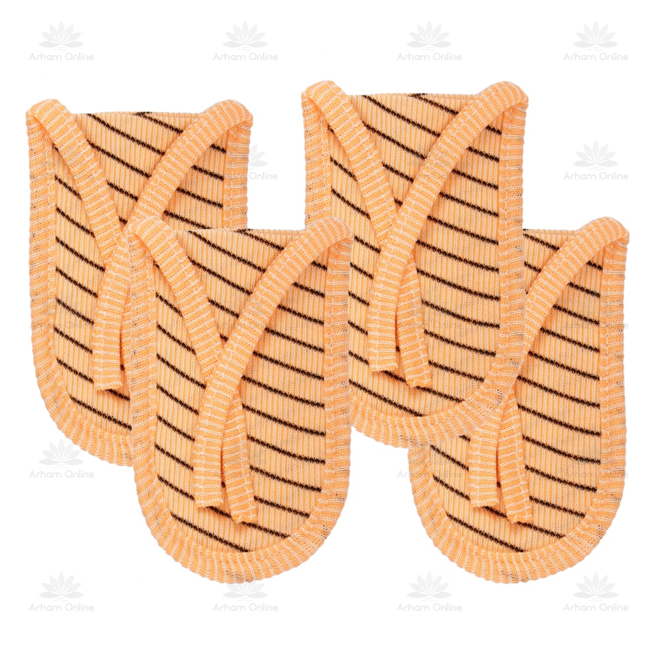 WhatsApp Image 2026-06-24 at 10.39.53 PM Two orange striped cords arranged to spell the letters X and O, with a light peach fabric texture and black stripe accents.