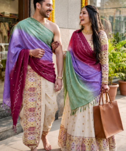Kutchi Embroidery Couple Dhoti Set | Traditional Jain Pooja Dress | Arham Online