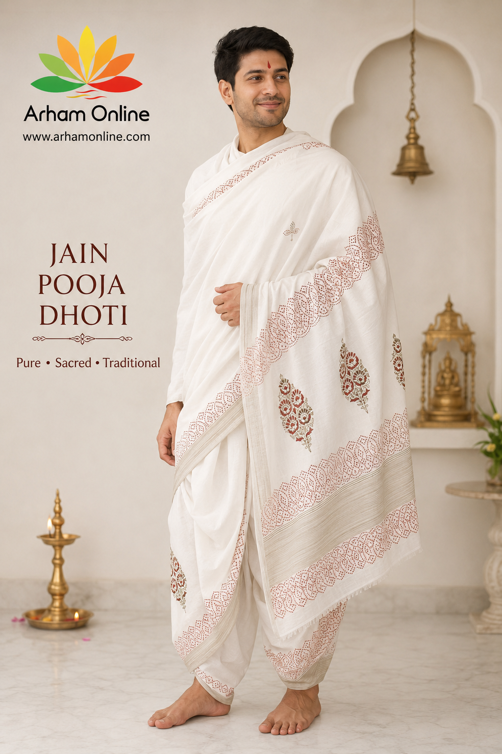 Pooja dhoti kalamkari block prient